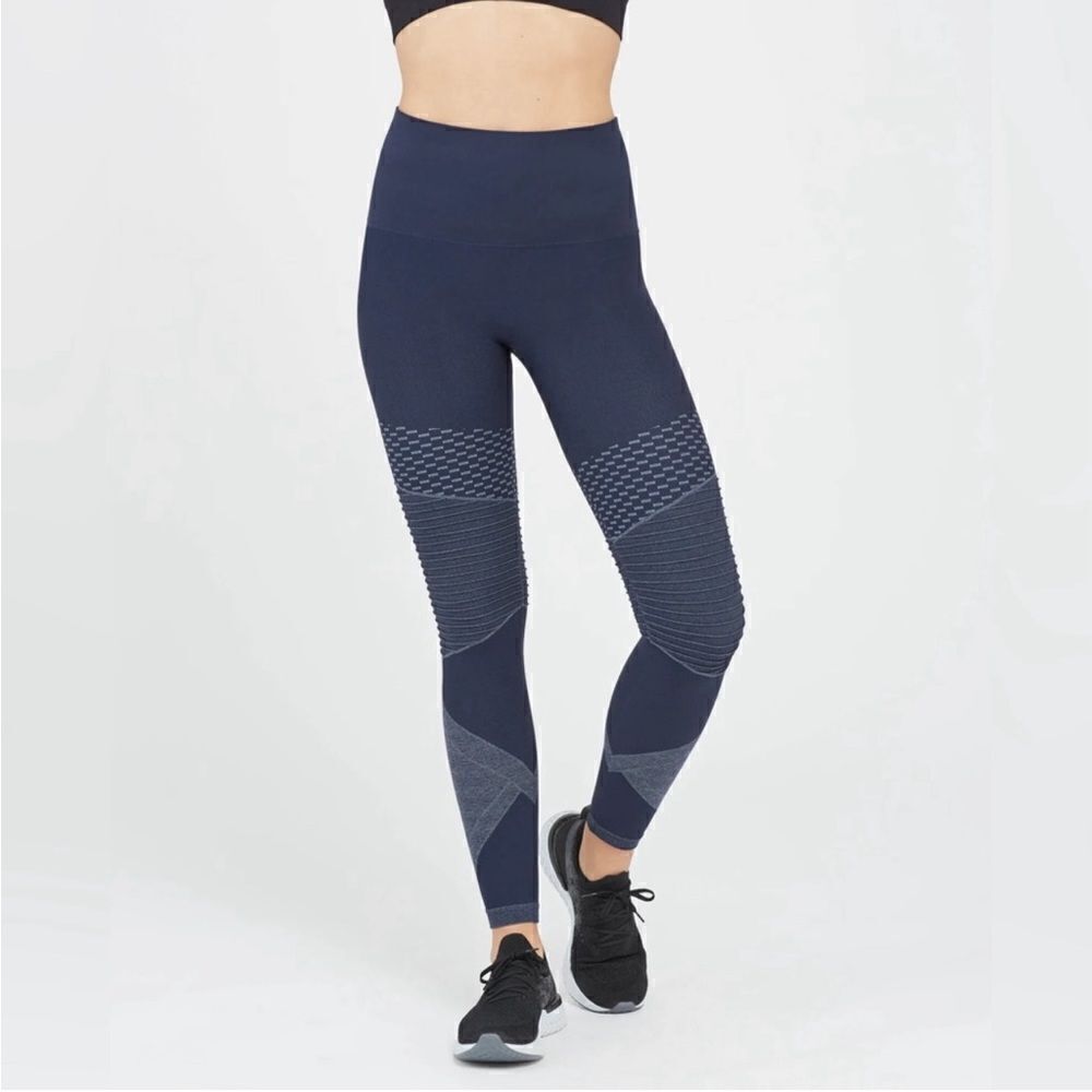 SPANX Seamless Moto Indigo Sky Leggings Size M